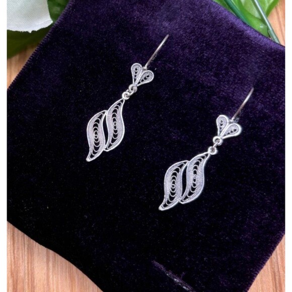 925 Sterling Silver Turkish Filigree Earing for Women, NEW,HandmadeGift - Picture 1 of 5